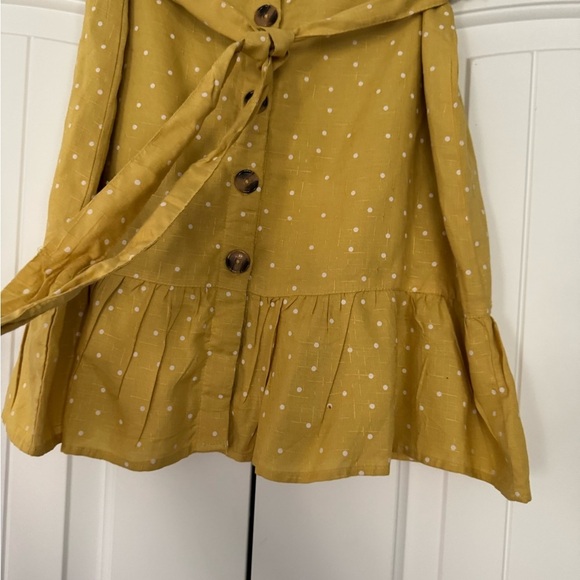 Francesca's Collections Mustard Polka Dot Mini Skirt - Picture 2 of 7